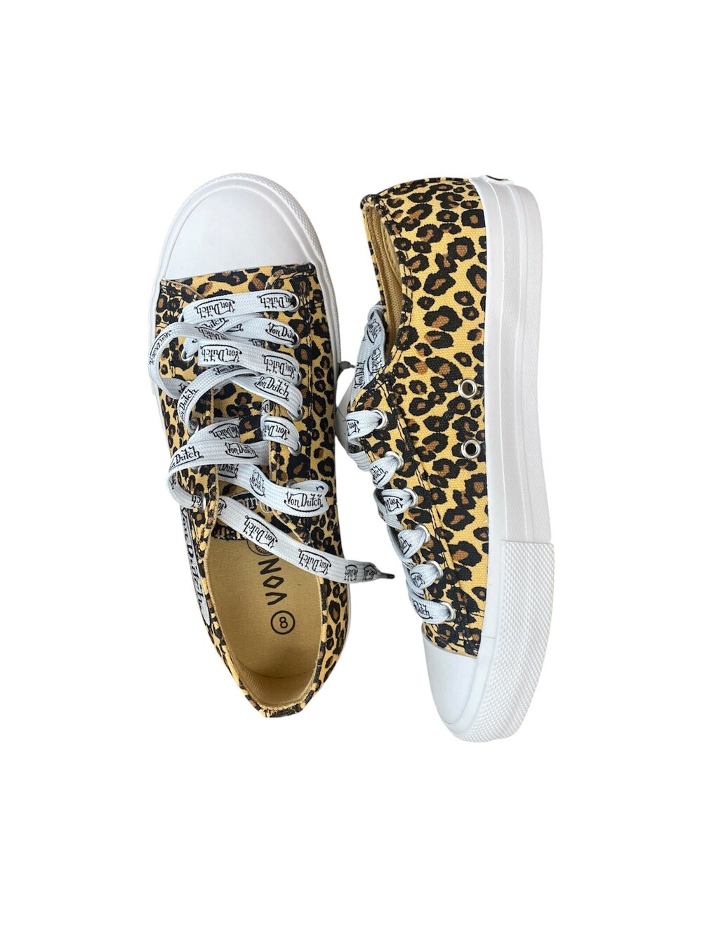 Von Dutch Women’s Size 8 Sneakers Cheetah Animal Print Low Top Skate Shoes